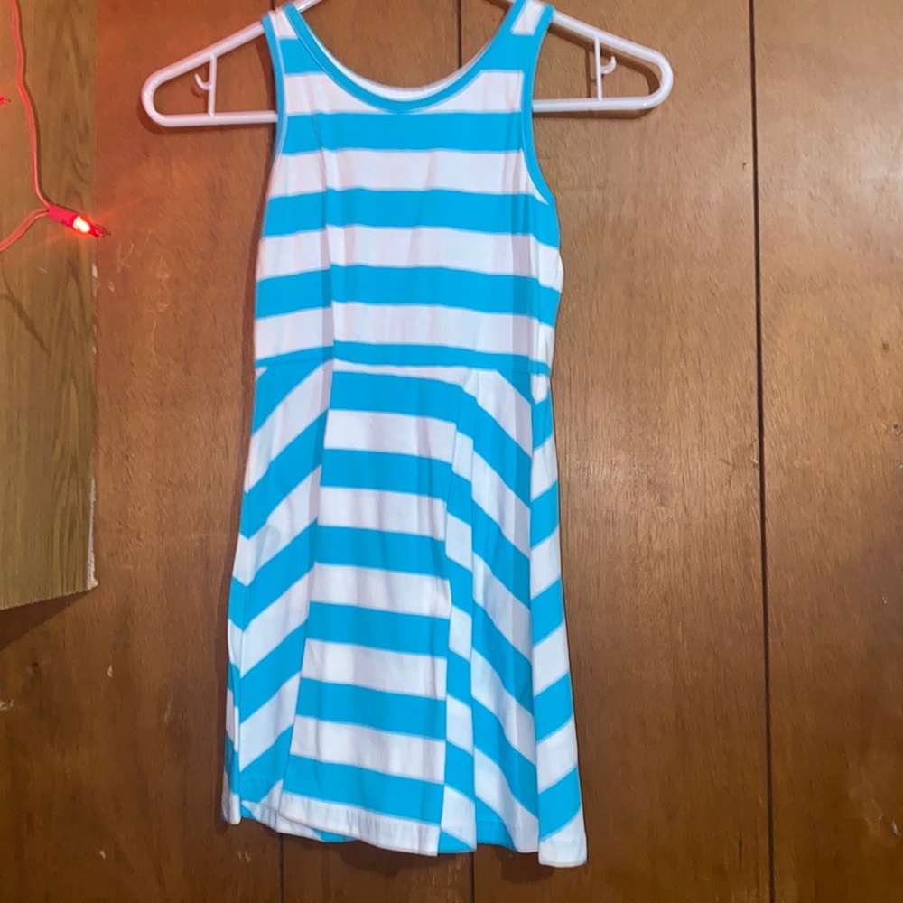 Blue and white striped dress size 7-8 made circo.